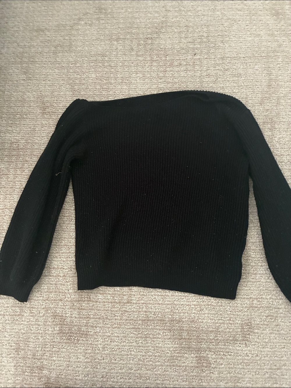 SHEIN Black Off-the-Shoulder Ribbed Sweater
